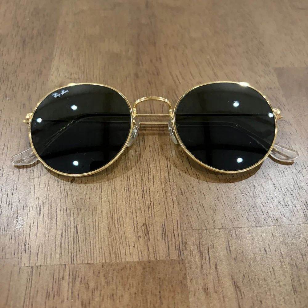 Vintage B & L Ray-Ban Gold Round Sunglasses Gold Plated W0607 Bausch & Lomb 90's
